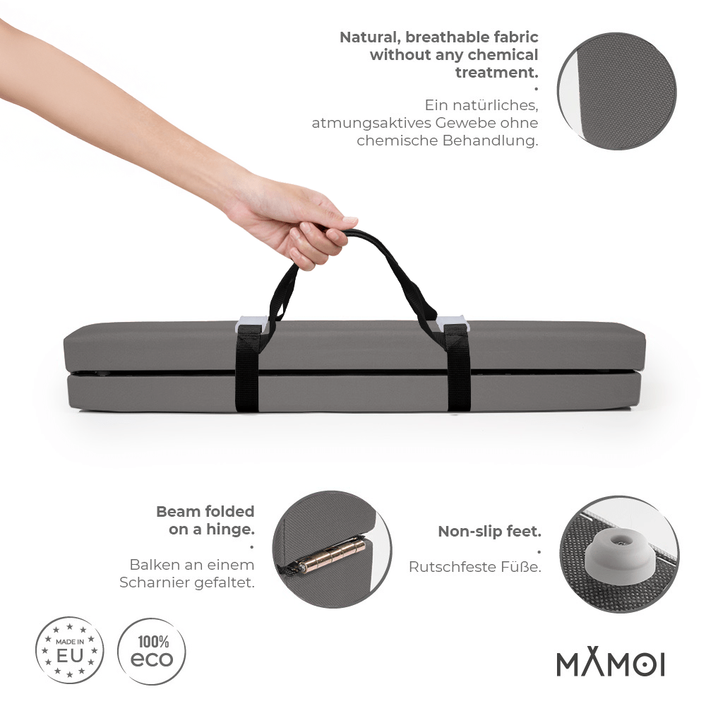 MAMOI® Trave ginnastica artistica per casa, Attrezzi ginnastica pieghevole (200 cm), Parallele attrezzatura per bambina e bambino, Imbottita e Antiscivolo comodamente trasportabile-2