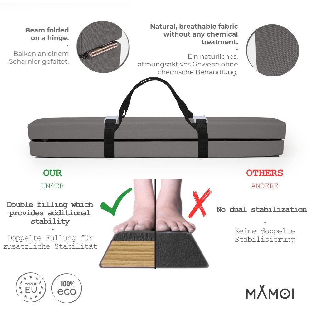 MAMOI® Trave ginnastica artistica per casa, Attrezzi ginnastica pieghevole (200 cm), Parallele attrezzatura per bambina e bambino, Imbottita e Antiscivolo comodamente trasportabile-3