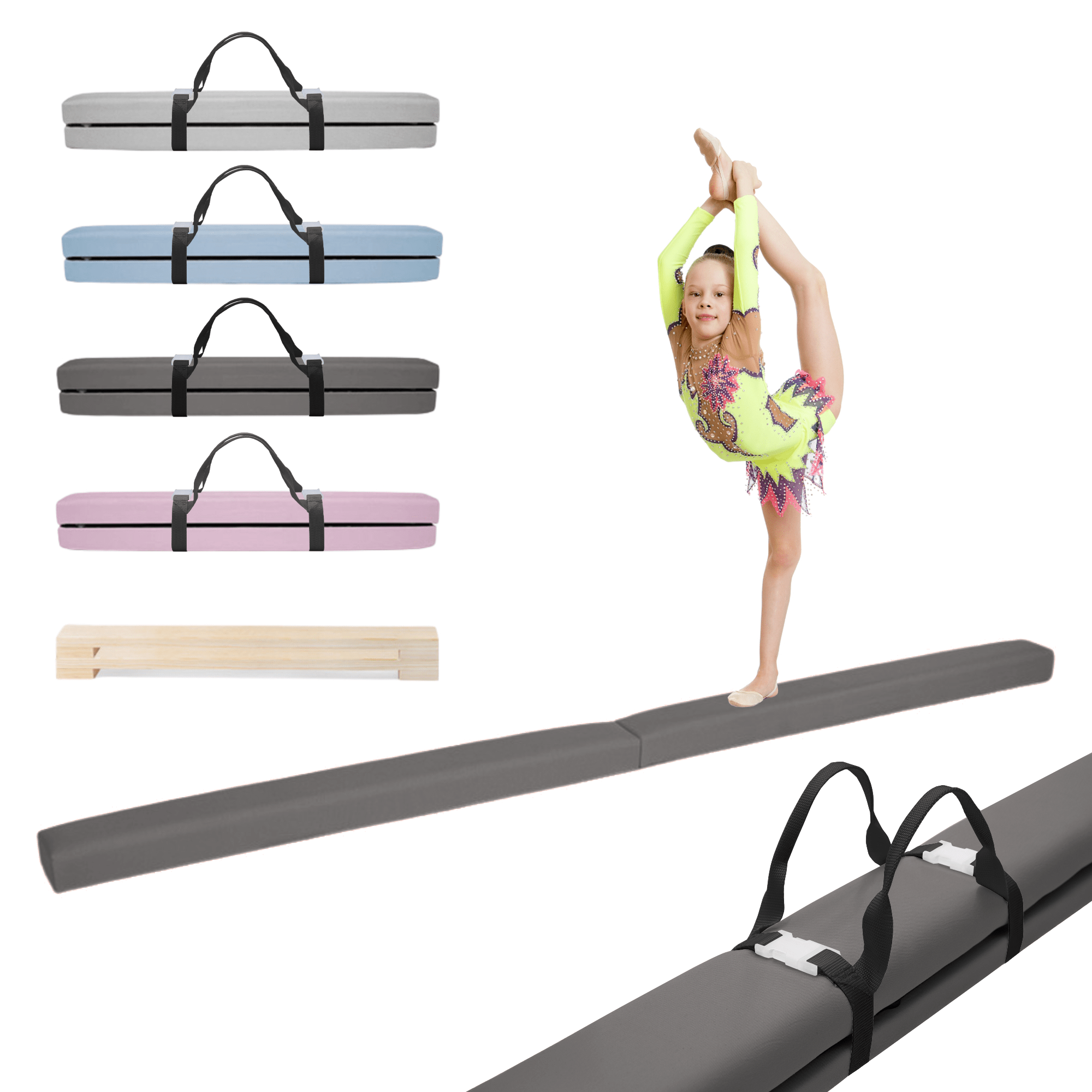 MAMOI® Trave ginnastica artistica per casa, Attrezzi ginnastica pieghevole (200 cm), Parallele attrezzatura per bambina e bambino, Imbottita e Antiscivolo comodamente trasportabile-0