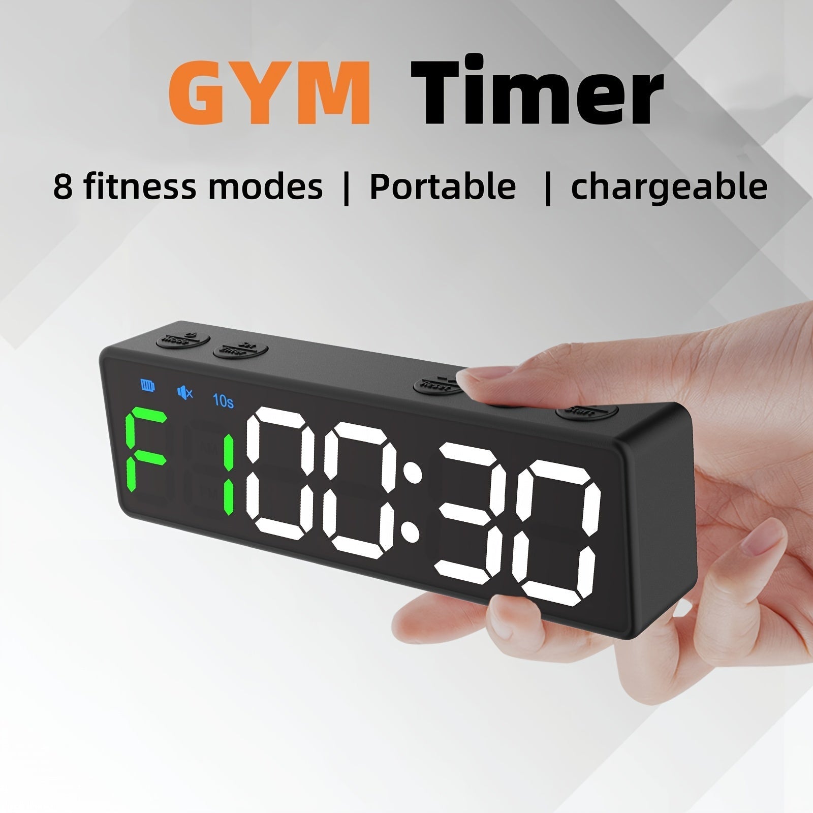 Rechargeable Gym Timer with 8 Fat Burning Training Modes(Black)-1