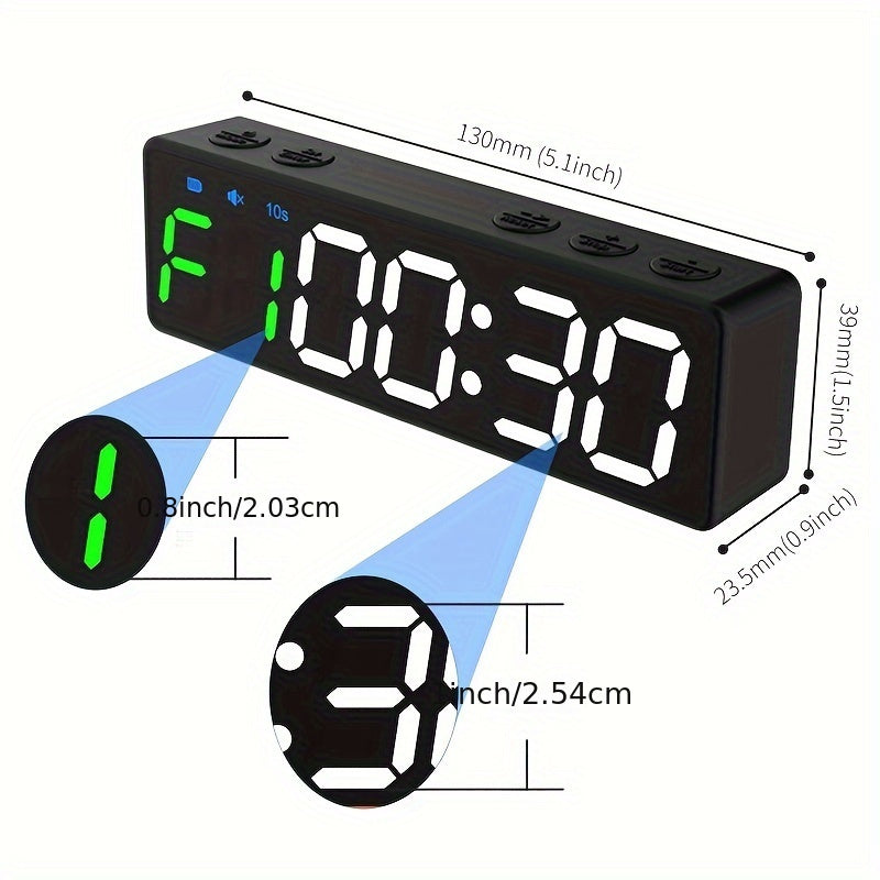 Rechargeable Gym Timer with 8 Fat Burning Training Modes(Black)-3