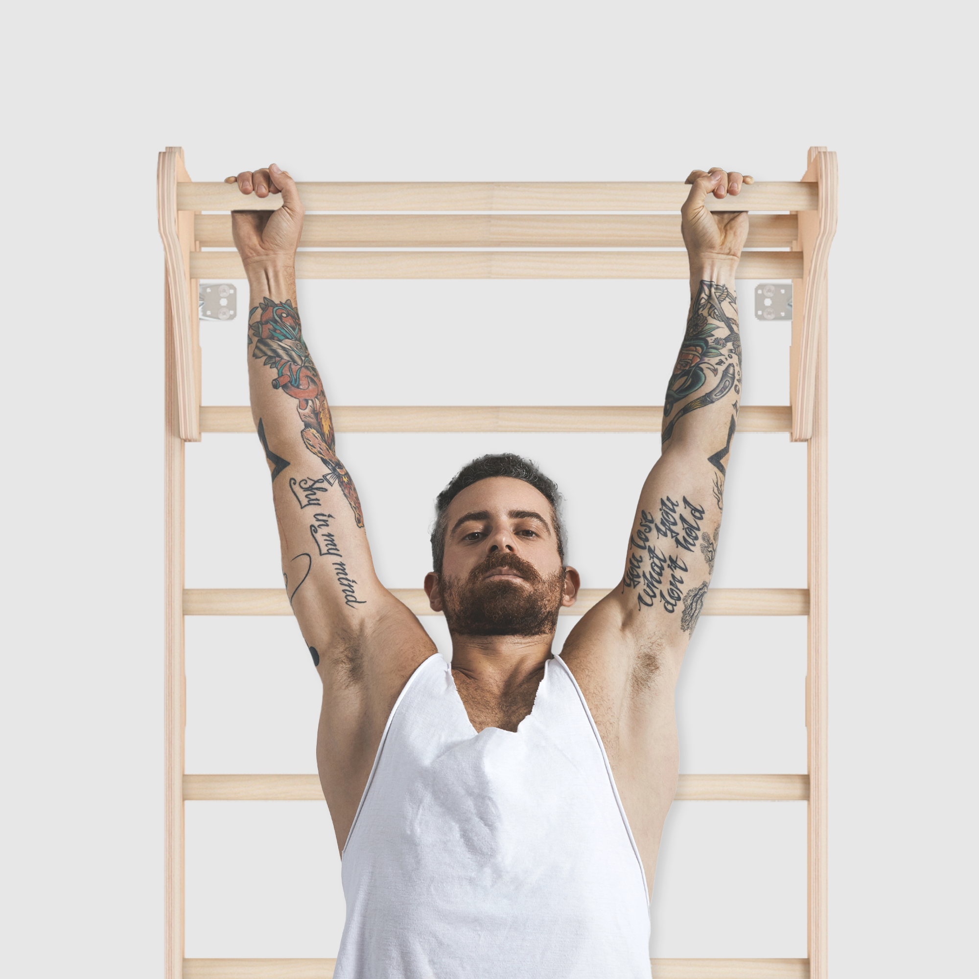 MAMOI® Drabinka gimnastyczna naścienna z uchwytem dla dorosłych – drewniana drabinka treningowa (230 cm) | Sprzęt fitness | Wielofunkcyjna drabinka | Drabinka ścienna dla dzieci i dorosłych | 100% ECO | Made in EU-4