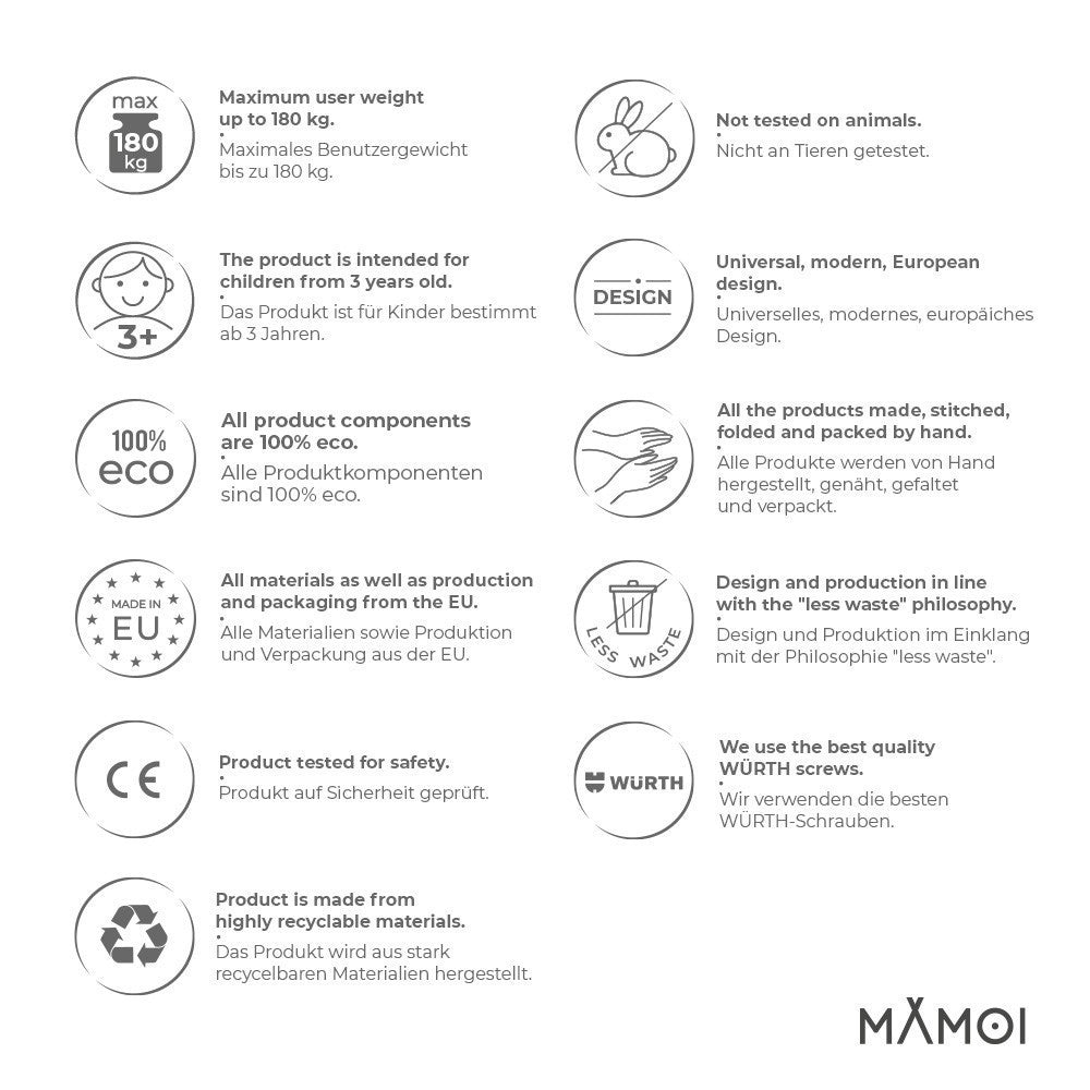 MAMOI® Trave ginnastica artistica per casa, Attrezzi ginnastica pieghevole (200 cm), Parallele attrezzatura per bambina e bambino, Imbottita e Antiscivolo comodamente trasportabile-6