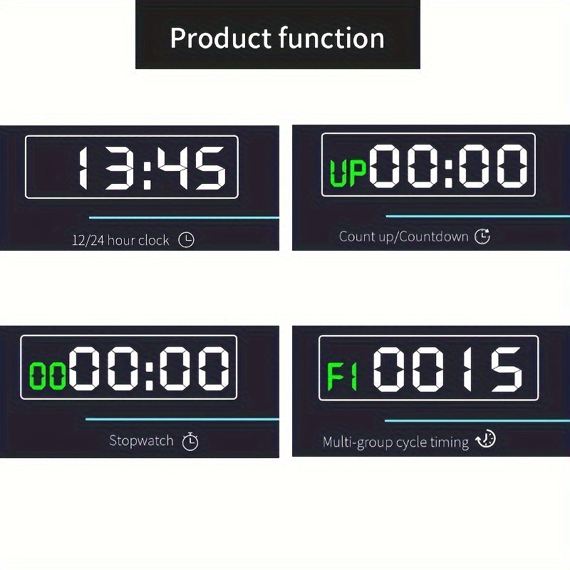 Rechargeable Gym Timer with 8 Fat Burning Training Modes(Black)-4