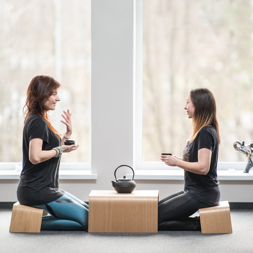 Handmade Wooden Benches and Table Set, Japanese Style Tea Ceremony Set-0