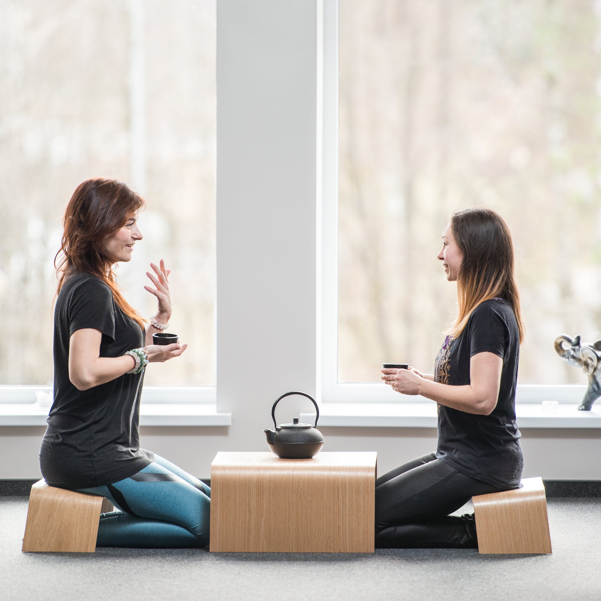 Handmade Wooden Benches and Table Set, Japanese Style Tea Ceremony Set-0